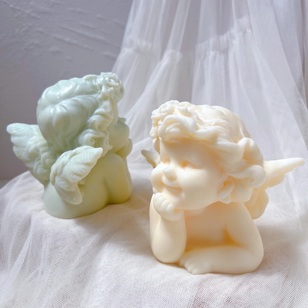 Cherub Angel Wings Wax Mould Cute Boy Angel Candle Mold Cupid Cherub Silicone Molds Home Decor Art