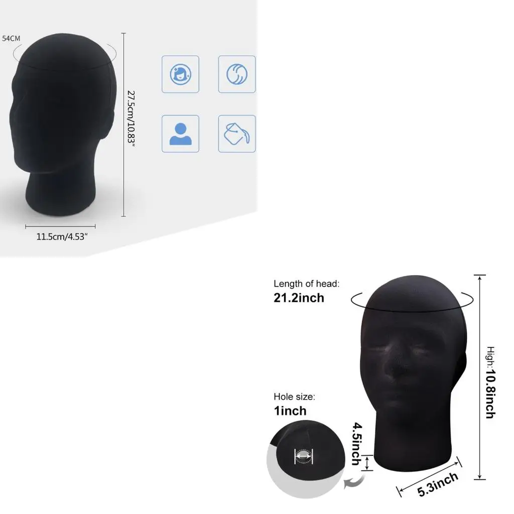  Male Styrofoam Foam Mannequin Manikin Head Model Wigs Glasses Cap Display St