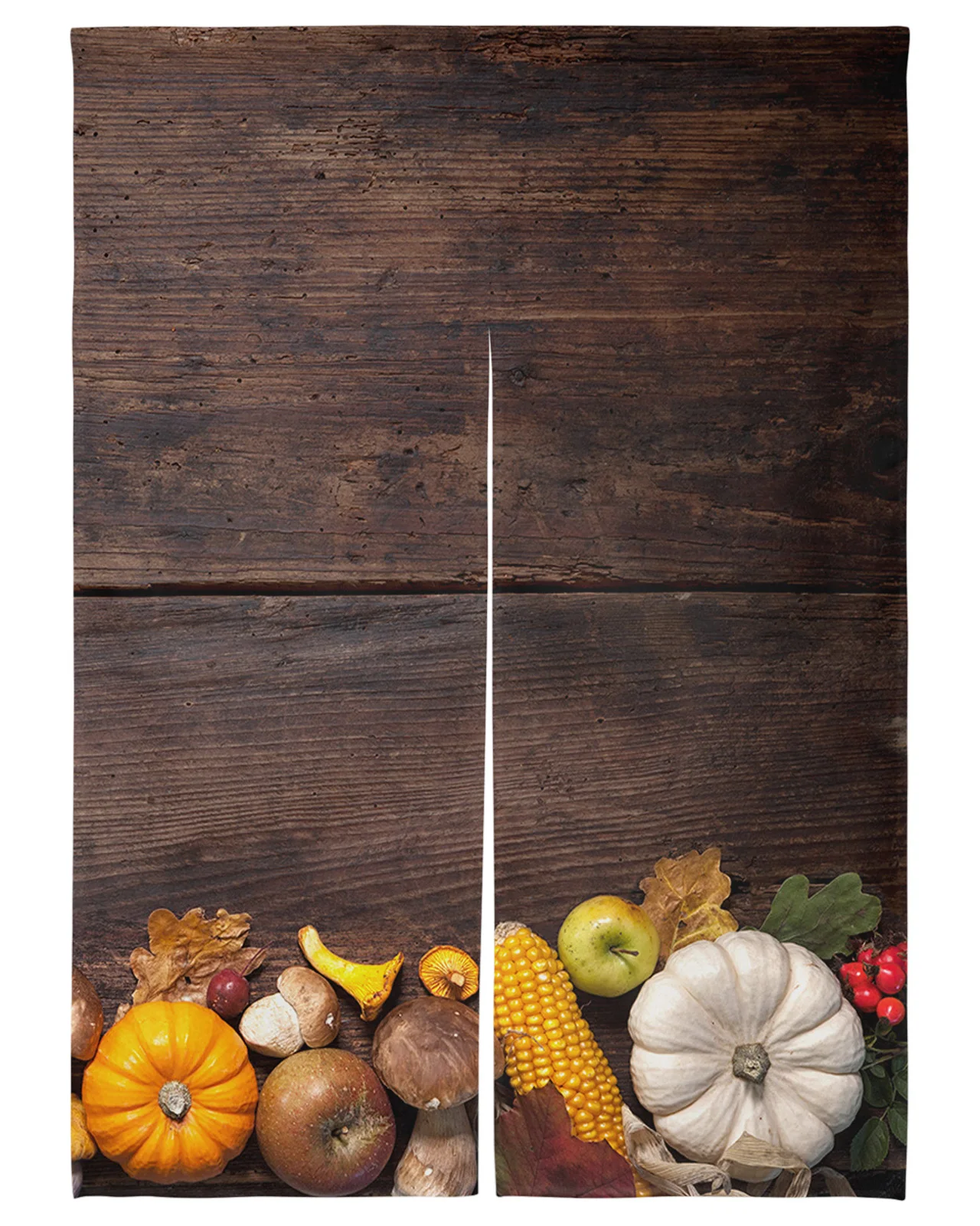 Pumpkin Corn On Wooden Board Short Kitchen Door Curtain Japanese Style Cafe Restaurant Decoration Partition Curtain