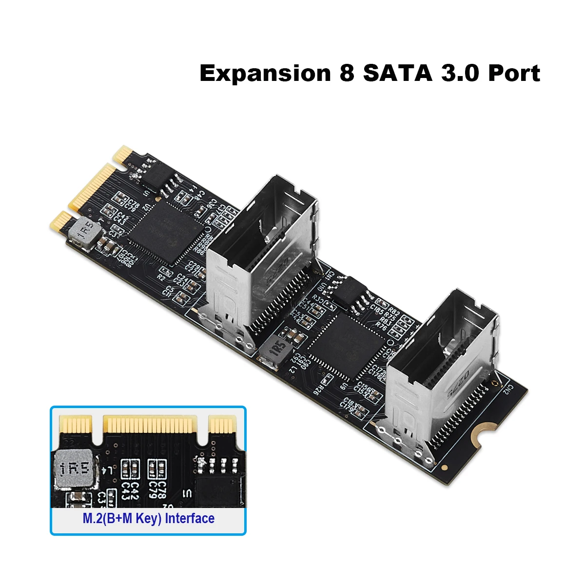 Imagem -03 - Iocrest M.2 Pcie3.0 a Portas Sata 6g Multiplicador Controlador Placa b m Chave Ngff Cada Porto Chega 6gbps com Mini Sas Interface