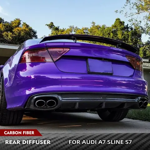 자동차 리어 범퍼 립 디퓨저 바디 키트, 아우디 A7 S라인 S7 범퍼 2011-2014 탄소 섬유 리어 디퓨저 스포일러, 공장 아울렛