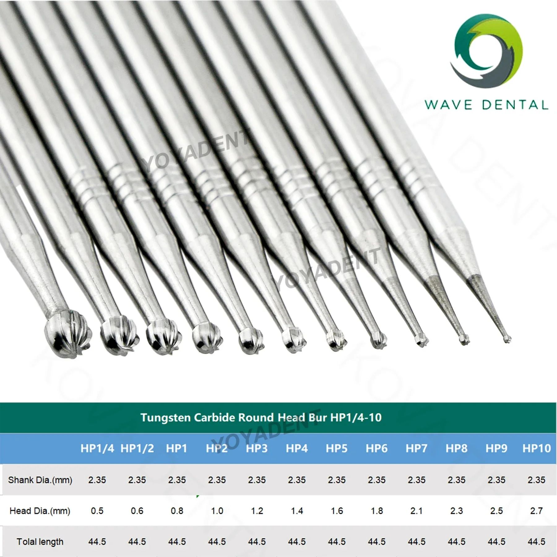 Fraises dentaires en carbure de tungstène, fraises dentaires ondulées, HP Dia, 2.35mm pour cône antarctique droit, pièce à main, outils de dentiste, 5 pièces