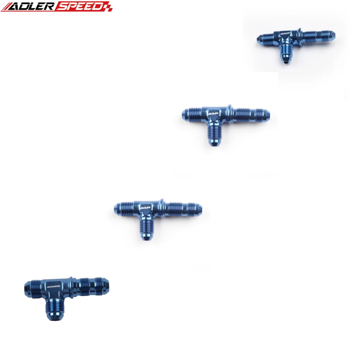 ADLERSPEED AN3 AN4 AN6 AN8 AN10 AN12 Male To Male To Male Flare Tee T-piece 3 Way AN Bulkhead Fitting Adapter Blue