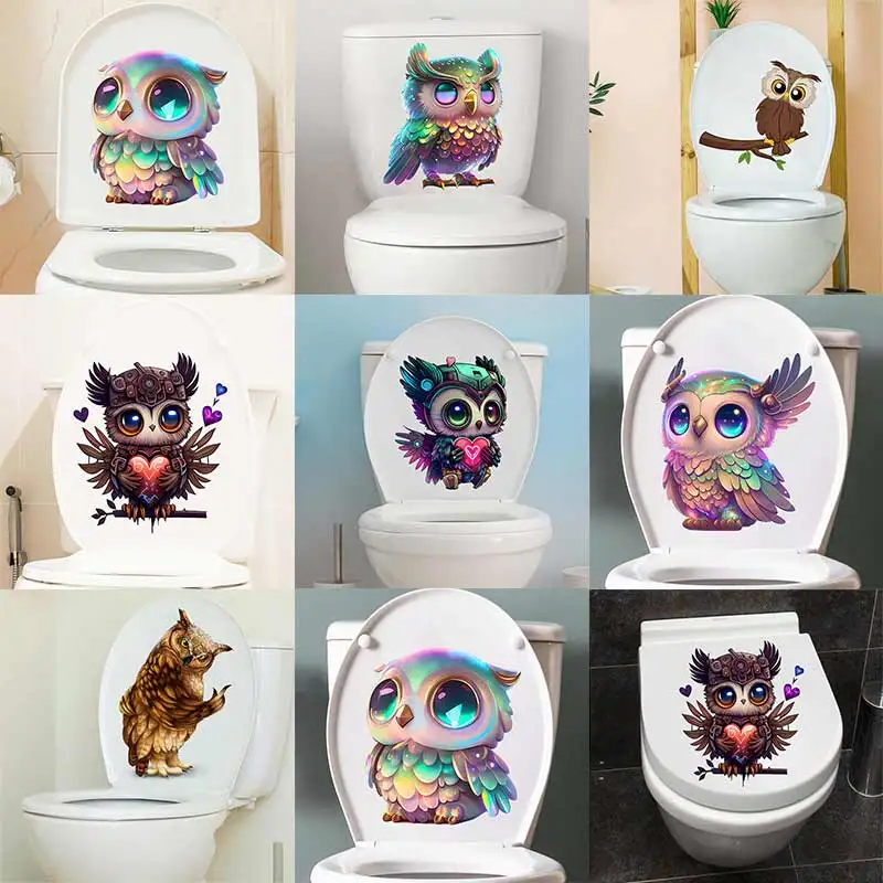 

Funny Owl Wall Sticker Bathroom Toilet Decor Living Room Cabinet Refrigerator Home Decoration Decals S20