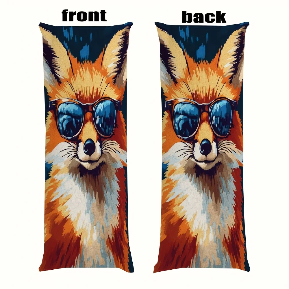 2D Flat - 20x54 Inch Ultra Soft Body Pillow Cover | Fashionable Glasses-Wearing Fox 2D Airplane Pattern, Breathable Comfort, Zip