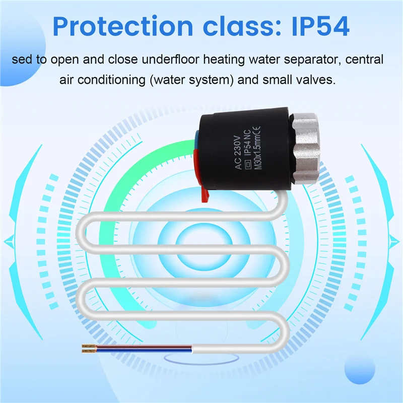 HHTL Normally Closed Underfloor Heating Valve For Underfloor Heating Thermostats AC 230V Electric Actuator Manifold M30x1.5
