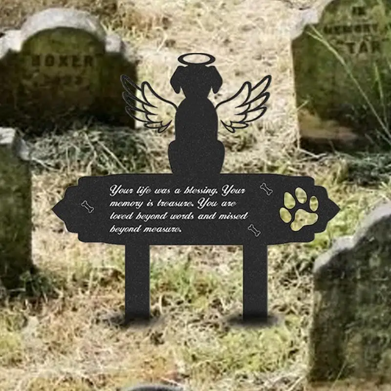 Metal Memorial Stake pet Decorative Grave Stake Waterproof Garden Cemetery Decorations With Words Of Sympathy For Cats And Dogs