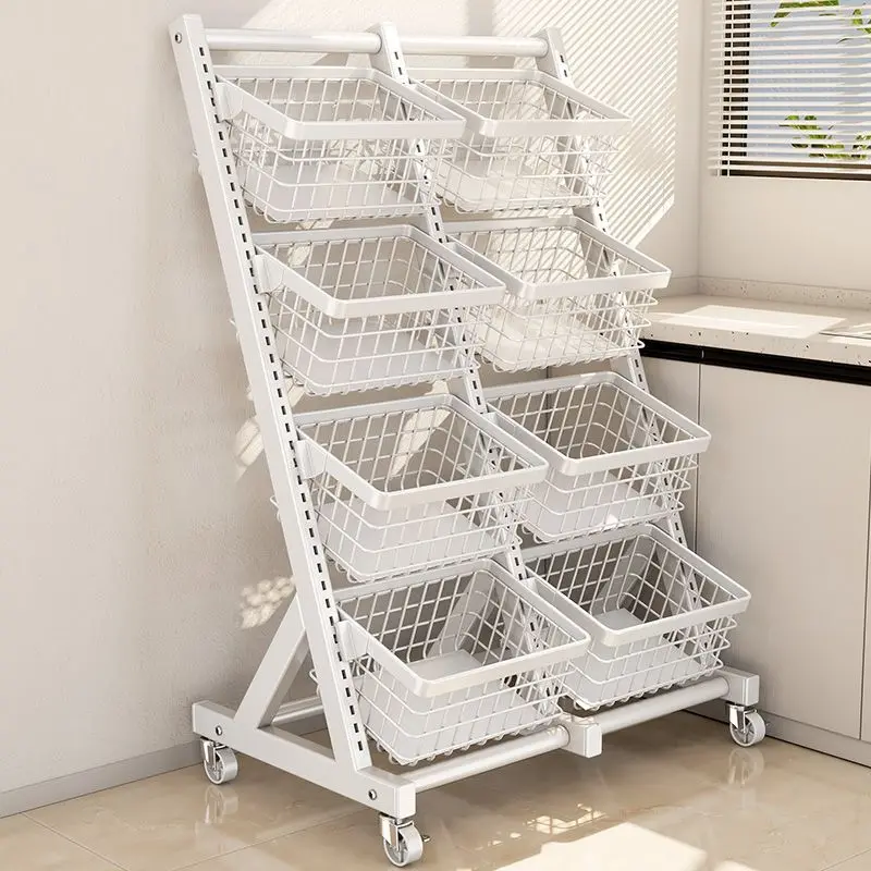 Kitchen storage rack Floor-to-ceiling multi-layer vegetable and fruit multi-functional vegetable basket Living room snack