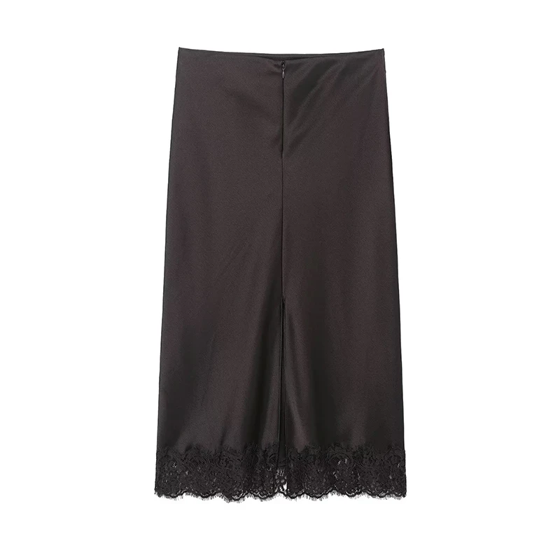 Mulheres rendas midi saias conjuntos de duas peças 2025 nova moda chique cetim renda estilingue topo ternos femininos sexy elegante mulher outfits