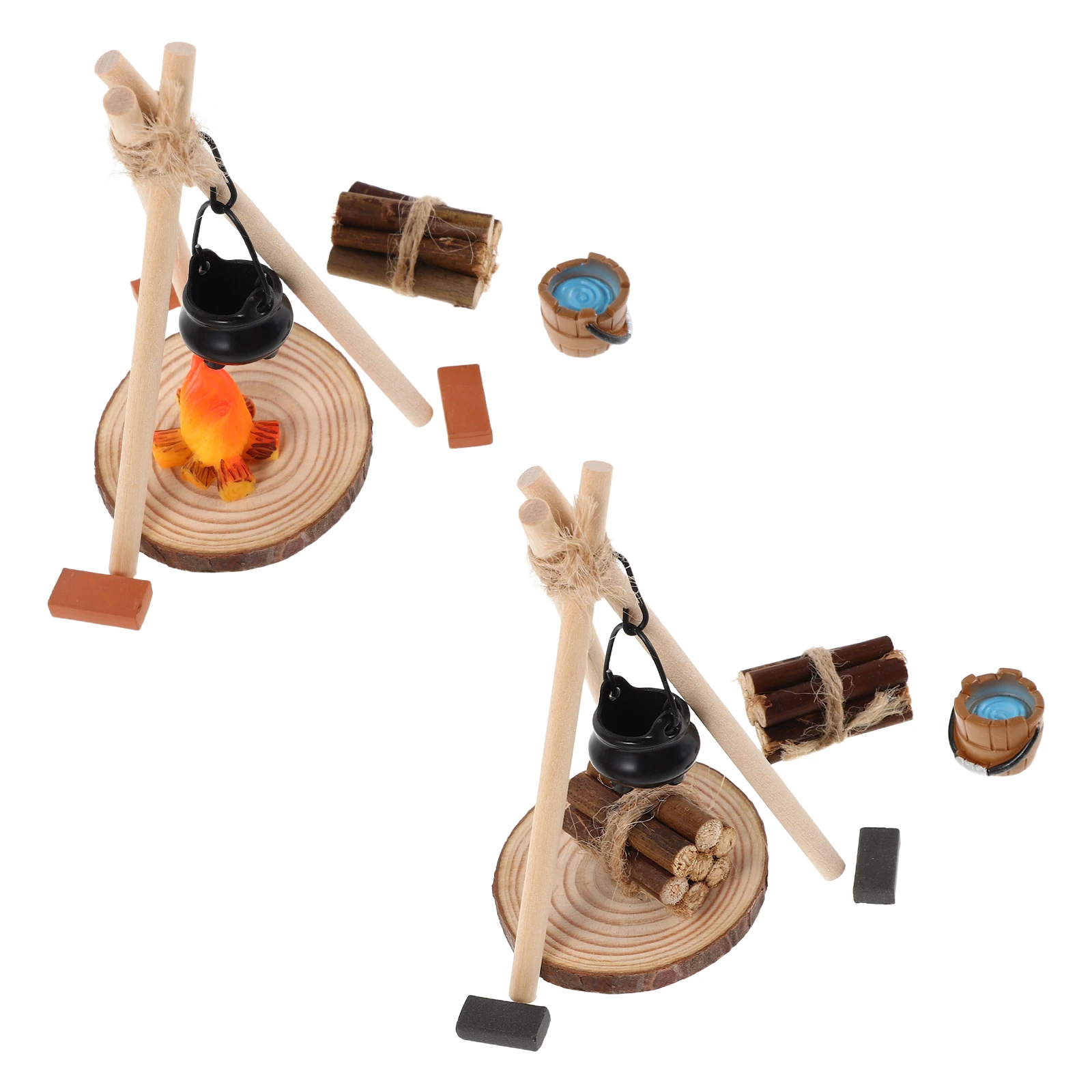 

26 шт., реалистичная миниатюрная огненная сцена, подробный подвесной горшок для кукольного домика, аксессуары для зимней сцены, сказочный сад, костер, Рождество