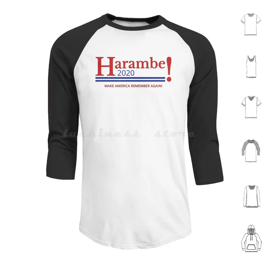 Harambe For President Logo 2020 Hoodies Long Sleeve Harambe Logo 2020 2020 Campaign Election President Harambe For