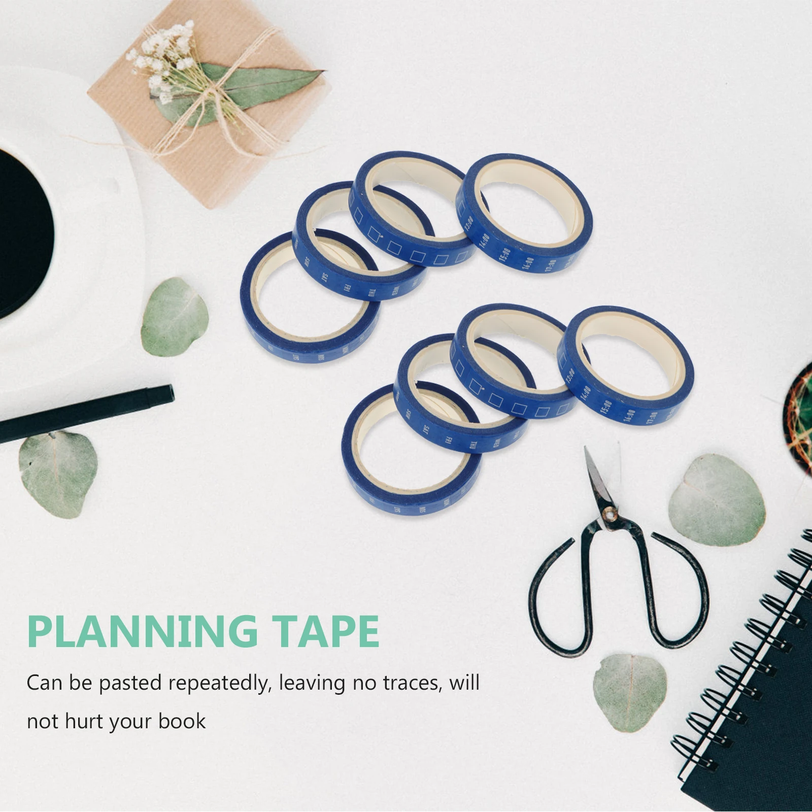 8 rollos de cinta de gestión de tiempo para planificación efectiva, seguimiento de horarios, cintas adhesivas reutilizables para uso doméstico, oficina y escuela