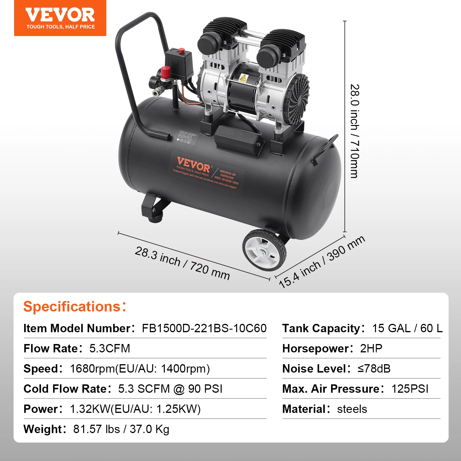 SucceBuy Luchtcompressor 750 W/1450 W/3000 W Olie Gratis Luchtcompressor Stille Draagbare Compressor Pomp voor Auto Reparatie Bandenspanning