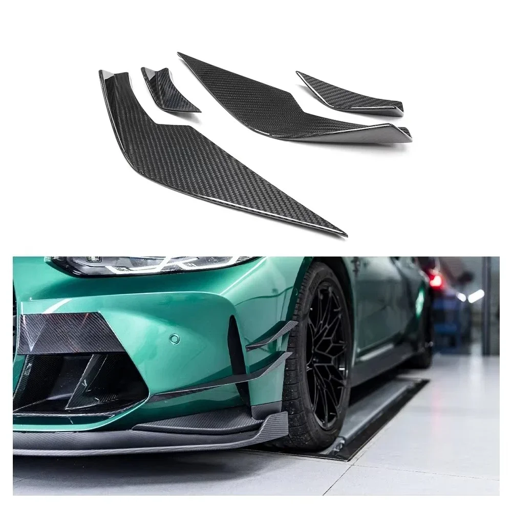 

100% Dry Carbon Fiber VS Style Side Splitters Trims Front Bumper Canards For BMW G80 G82 G83 M3 M4 2021+ Car Accessories