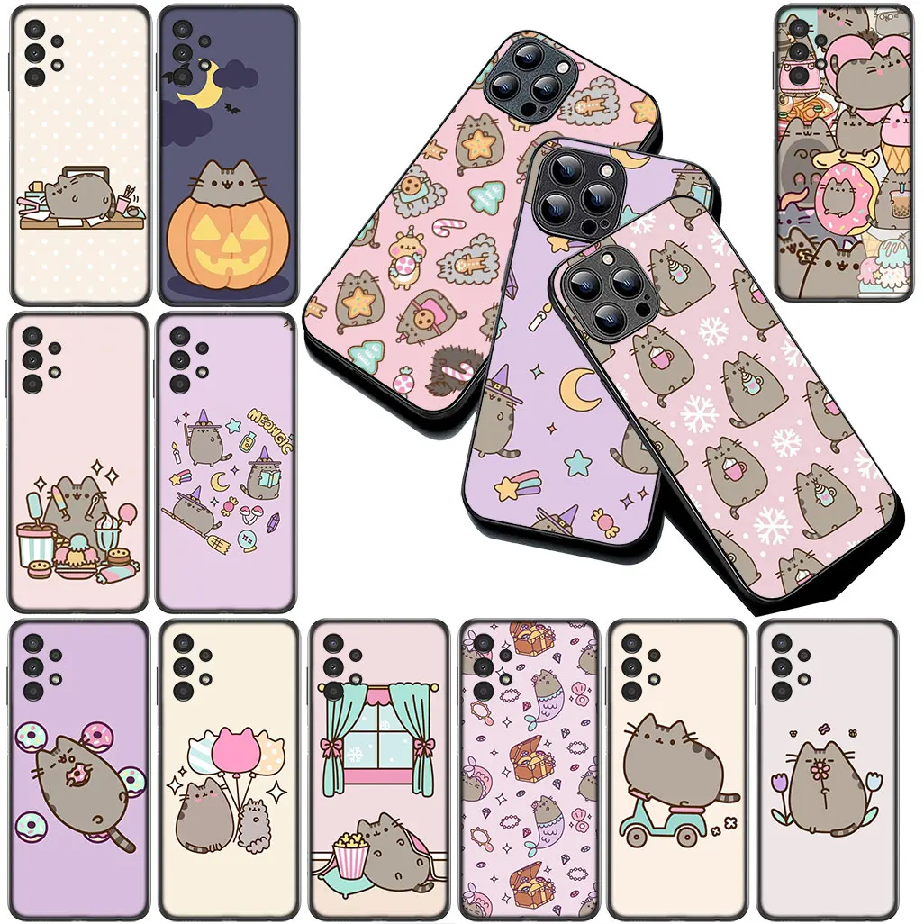 Мягкий чехол для Samsung Galaxy S22 S21 S20 FE Ultra Plus A15 A16 A25 A33 A34 A56 5G Чехол для телефона Comics P-Pusheens Kawaii Cat