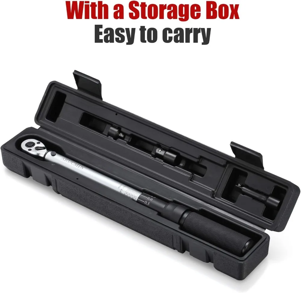 3/8-Inch Drive Click Torque Wrench Set, 10-100 ft-lb / 15-135 Nm, Dual-Direction Adjustable for Precision Work