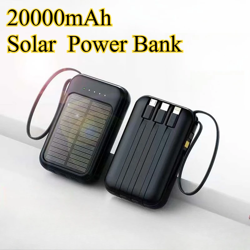 

20000mAh New Large Capacity Lithium Battery Suitable for Outdoor Solar Portable Power Bank with Built-in Power Cord