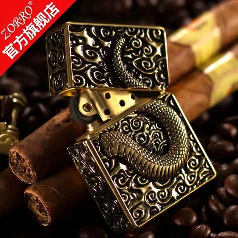 ZORRO Classic Kerosene Windproof Lighter Metal Heavy Armor King Cobra Lighter Smoking Accessories Men's Treasure Treasure Gift