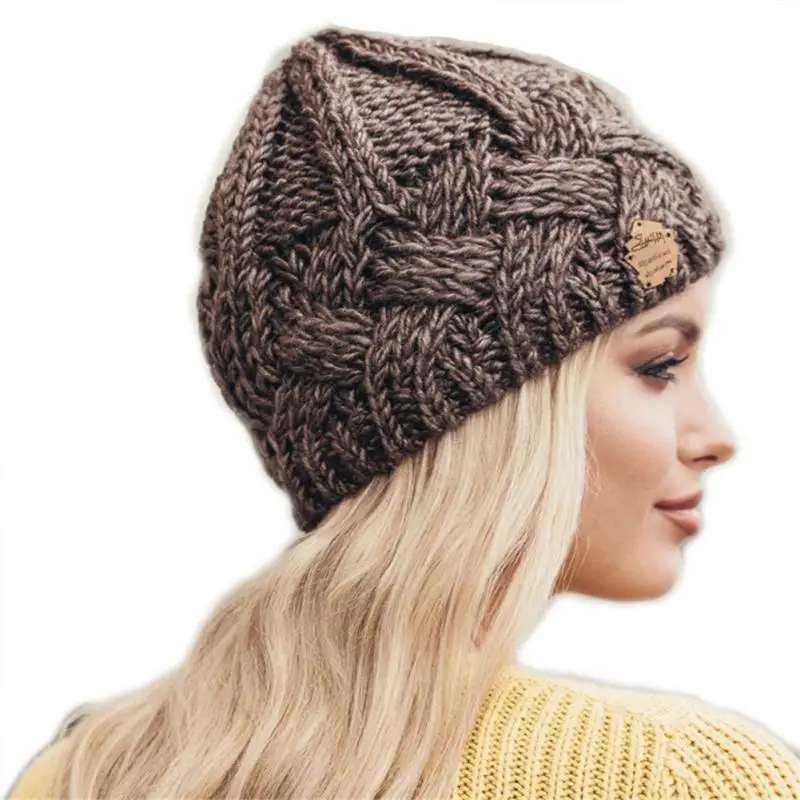 New Knitted Hat Woolen Yarn Men\'s Women\'s Vintage Style Beanies Diamond Plaid Autumn Winter Woolen Hat Warm Accessories