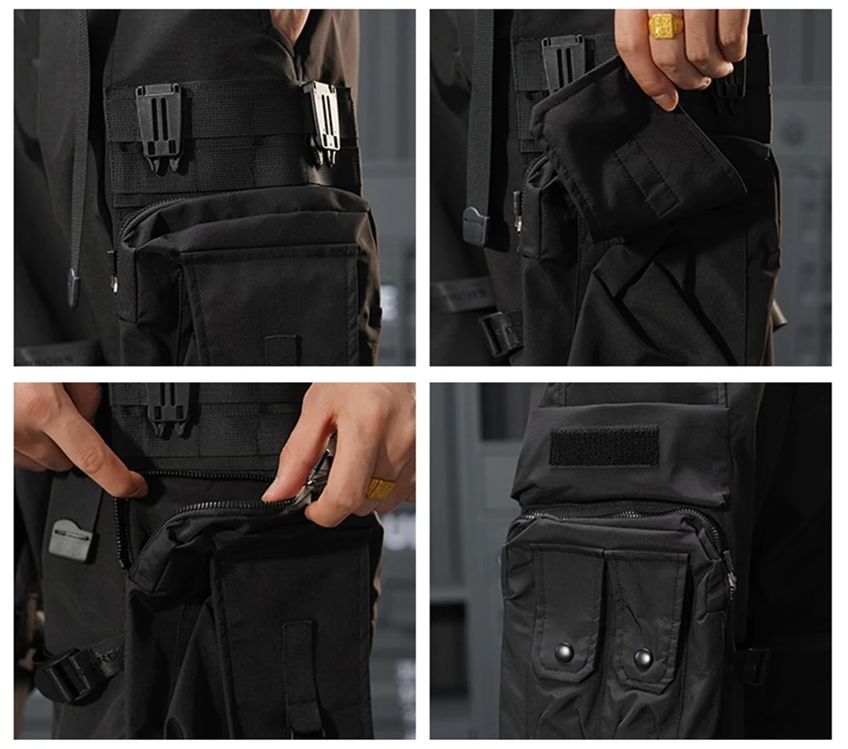 Summer Tactical Short Men Punk Hip Hop Cargo Pants Paratrooper Big Pockets Outdoor Techwear Baggy Casual Knee Length Shorts Male