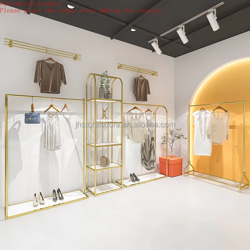 

Custom.Hot Selling Style Customize Color Size Stainless Steel Material Clothes Display Rack for Clothing Store