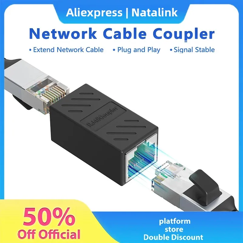 

RJ45 Coupler Ethernet Cable Extender 10Gbps, Connector In Line Coupler for Cat7/ Cat6a/ Cat6 Extender Female to Female