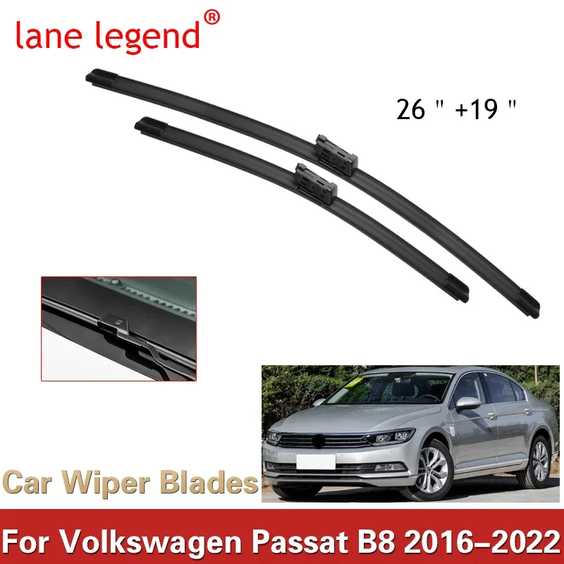 Escobilla de limpiaparabrisas para ventana delantera de coche, accesorios para Volkswagen Passat B8, 26 "+ 19", 2016-2022