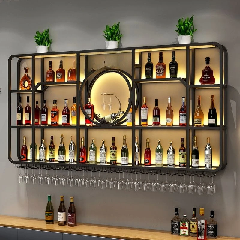 

Bar background wall-mounted wine rack, rack