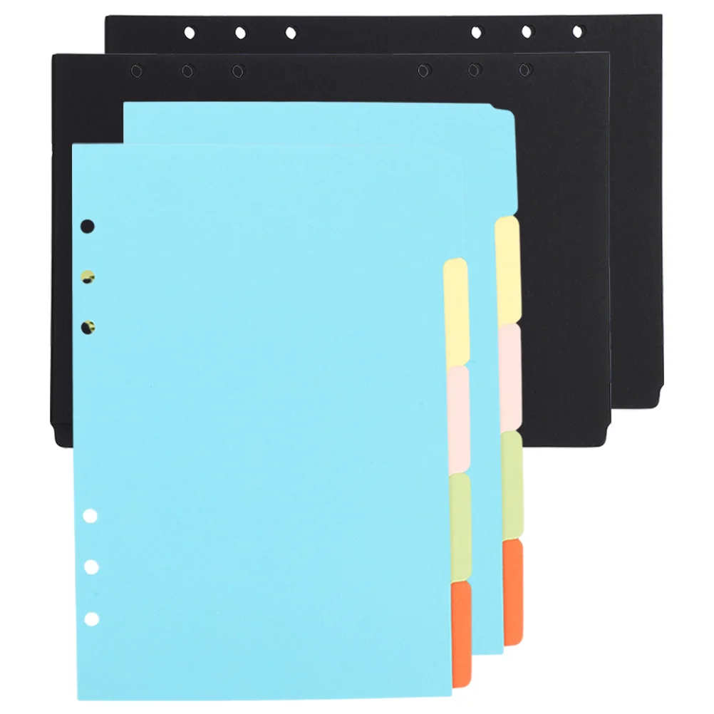 

4 Sets Index Dividers Colored Black Tabs Notebooks Dividers For Binder File Plastic Loose Page Markers Punched Classified
