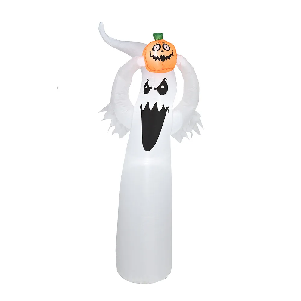 LED Inflatable Halloween Lights Props Inflatable Model 1.8 Meters Luminous White Ghost Little Ghost Holding Pumpkin Decoration