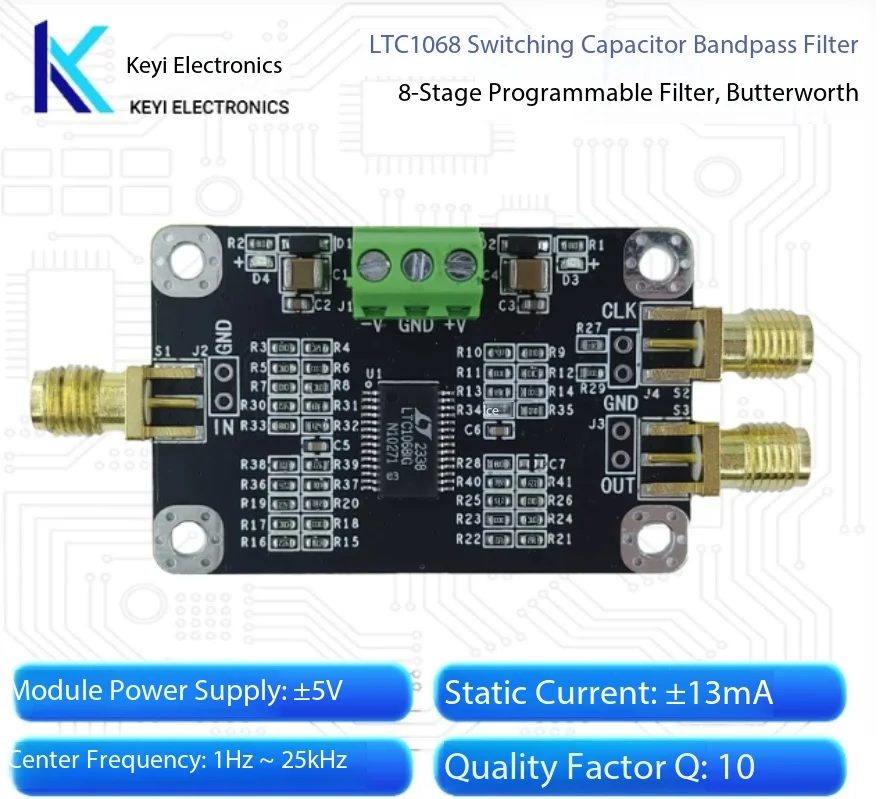 LTC1068 8th-Order Programmable Bandpass Filter Module, Switching Capacitor Butterworth