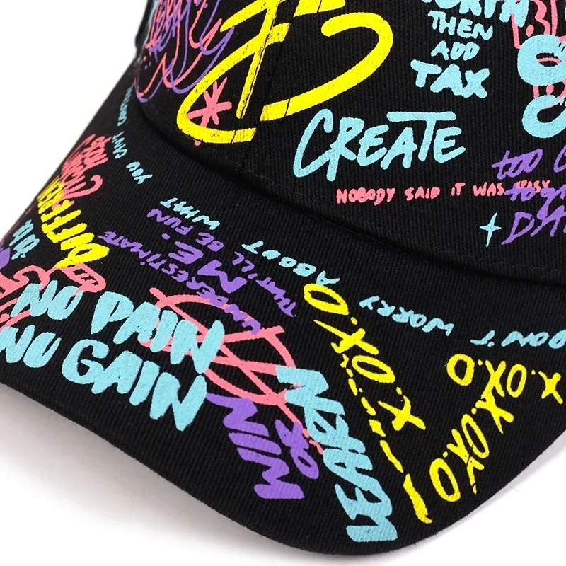 Fashion Letter Baseball Cap Graffiti Sun Hip Hop Cap Visor Spring Hat Men Adjustable Snapback Cotton Cap For Women Men Hats