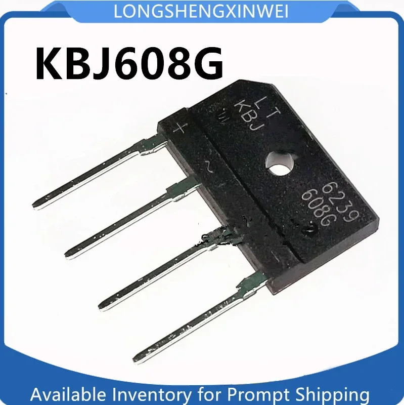 1PCS KBJ608G Direct Inserted SIP-4 608G 6A/800V Bridge Rectifier Flat Bridge Stack New Original