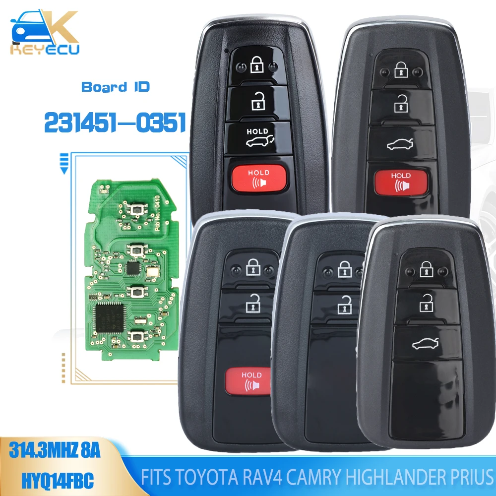 KEYECU 231451-0351 ,  HYQ14FBC 314.3MHz Smart Remote Key Fob for Toyota RAV4 Camry Highlander Prius Avalon 2018 2019 2020 2021