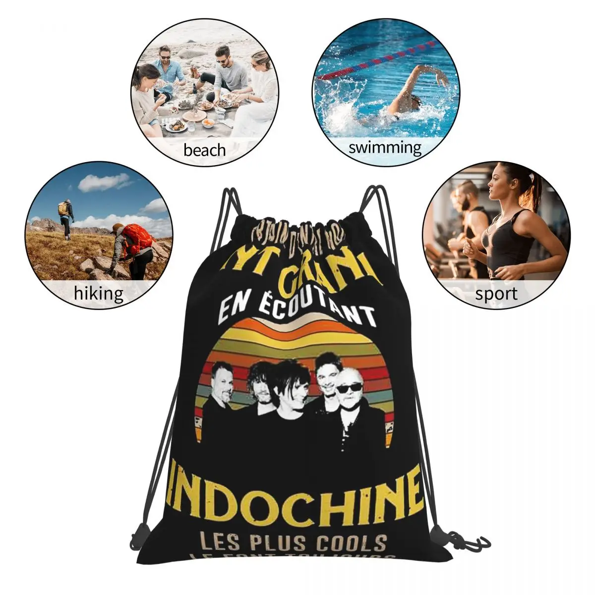 Terbaik dari Indochine Band Logo Exselna genre Rock ransel tas tali serut bundel saku tas buku Olahraga