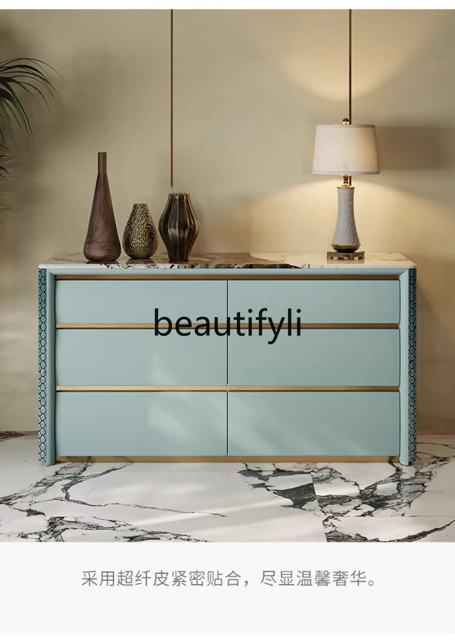 G Light luxury bucket cabinet fashion marble TV cabinet bedroom storage porch storage cabinet