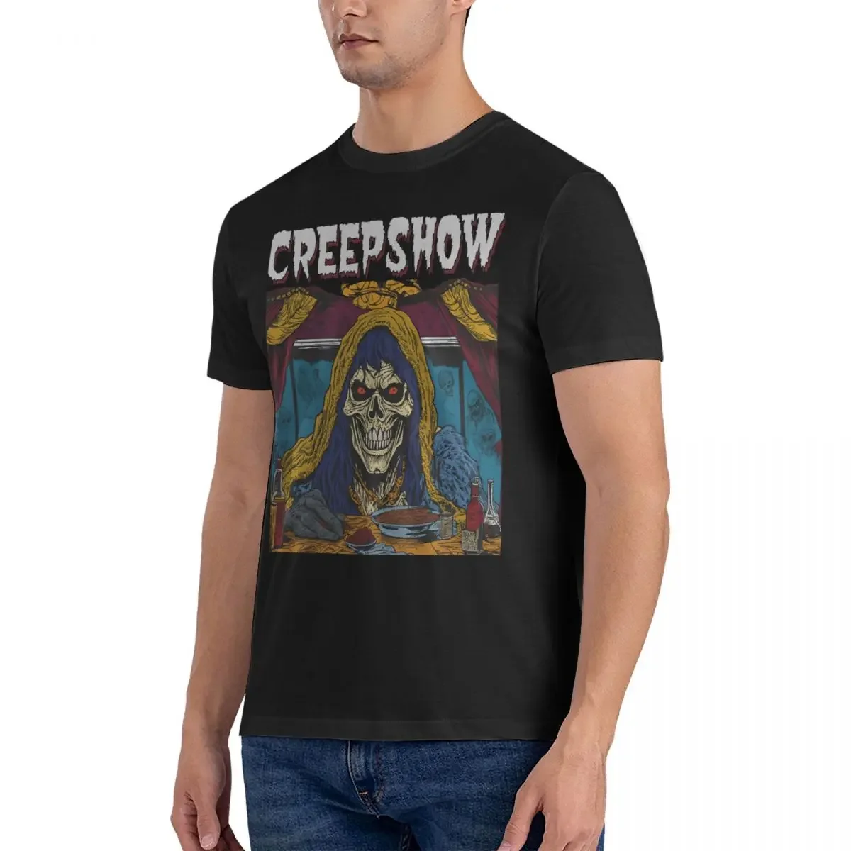 Frightened T-Shirts for Men Creepshow Leisure Pure Cotton Tees Round Collar Short Sleeve T Shirts Original Clothing