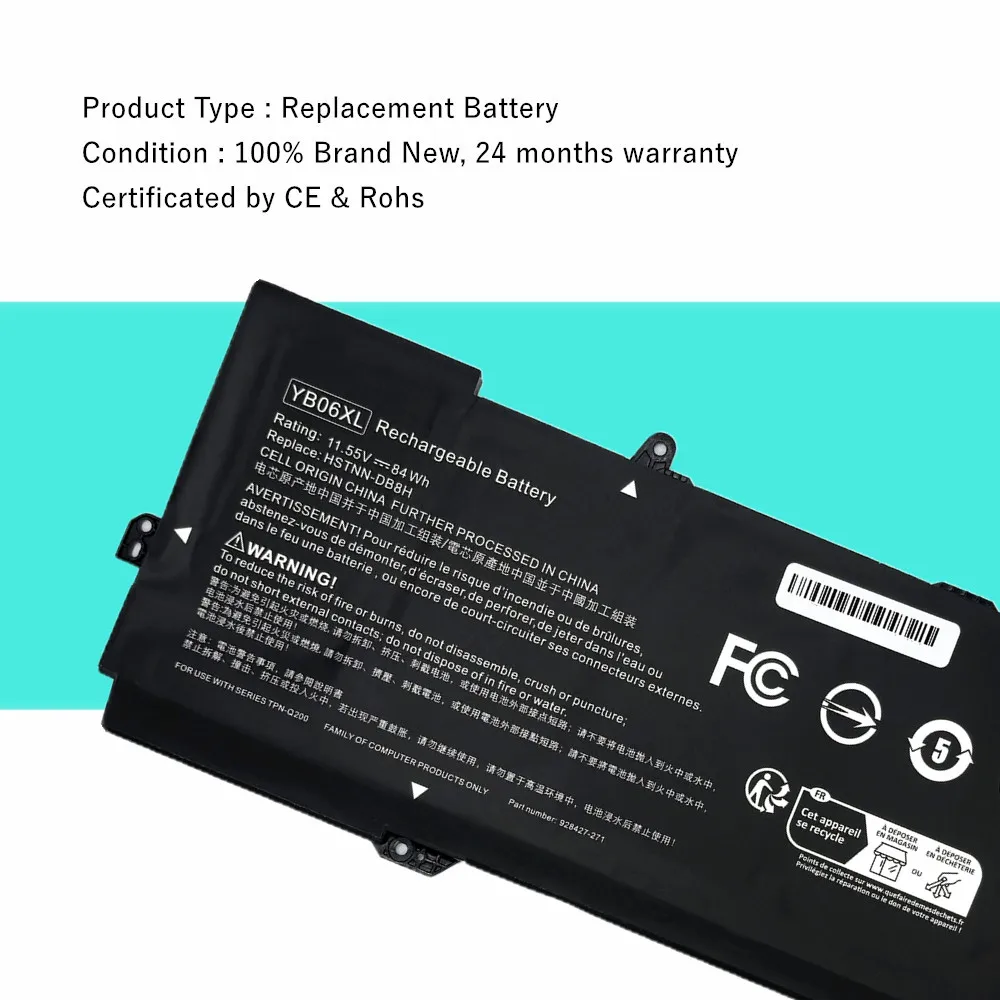 Laptop battery For HP Spectre X360 15-CH000 15-CH0XX 15T-CH000 15-ch011dx 15-ch003ur YB06XL YB06084XL HSTNN-DB8H HSTNN-DB8V