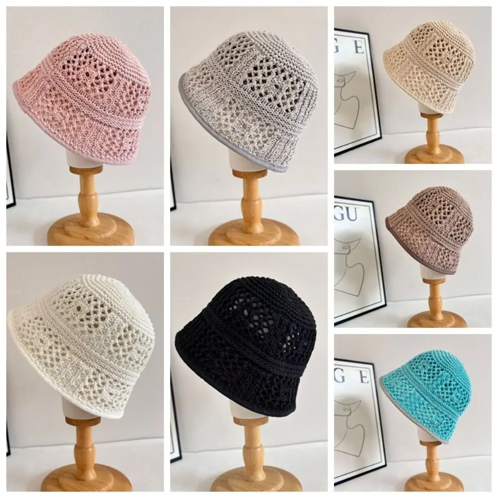 Темпераментная вязаная панама, дышащая тканая рыбацкая шляпа с защитой от ультрафиолета, однотонная ажурная солнцезащитная кепка для бассейна на каждый день