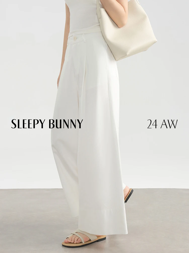 High Waist Wide Leg Pants Elastic Waist Cropped Trousers Women Summer Loose Casual Bottoms Slimming Tall Look Patchwork Outfit