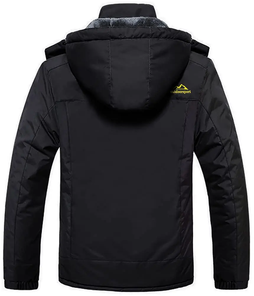 Men's Winter Jacket Waterproof Windproof Fleece Lined Parka Warm Thermal Coat with Removable Hood Outdoor Ski Snowboard Jacket