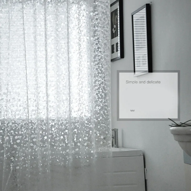 Waterproof 3D Shower Curtain With 12 Hooks Bathing Sheer For Home Decoration