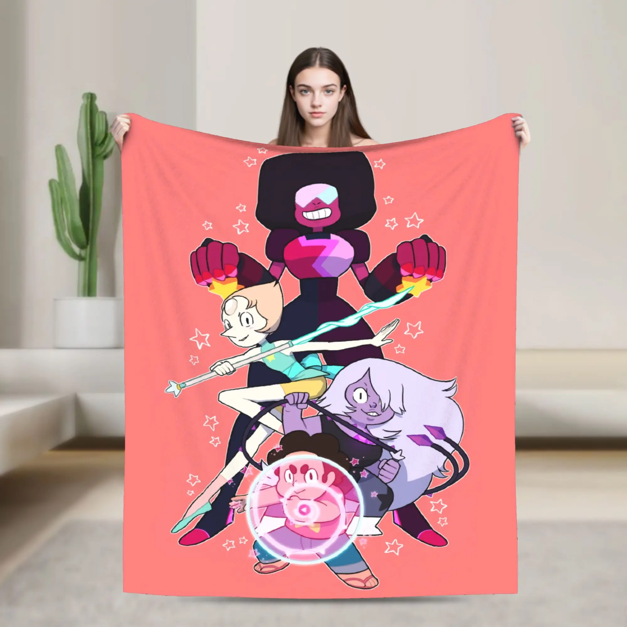 Cute Steven Universe  Cartoon  Blanket Velvet Breathable Lightweight Thin Throw Blankets for Bedding Office Rug Piece
