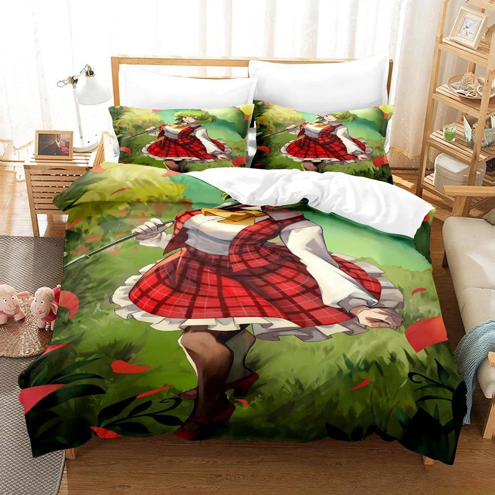 3D Print Anime Kawaii Girls Yuuka Kazami Bedding Set Single Twin Full Queen King Size Bed Set Adult Kid Bedroom Duvetcover Sets