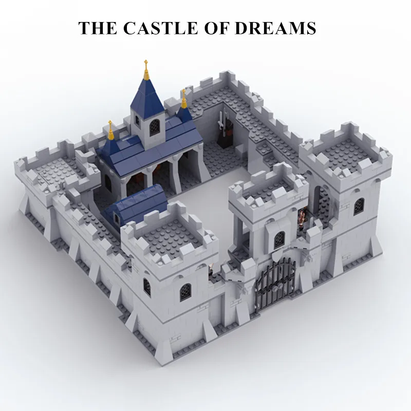 Medieval Castle Monastery Model Streetview In Blocks Knight Figures City Wall Tower Gate Weapon Building Blocks Moc Kids Toys