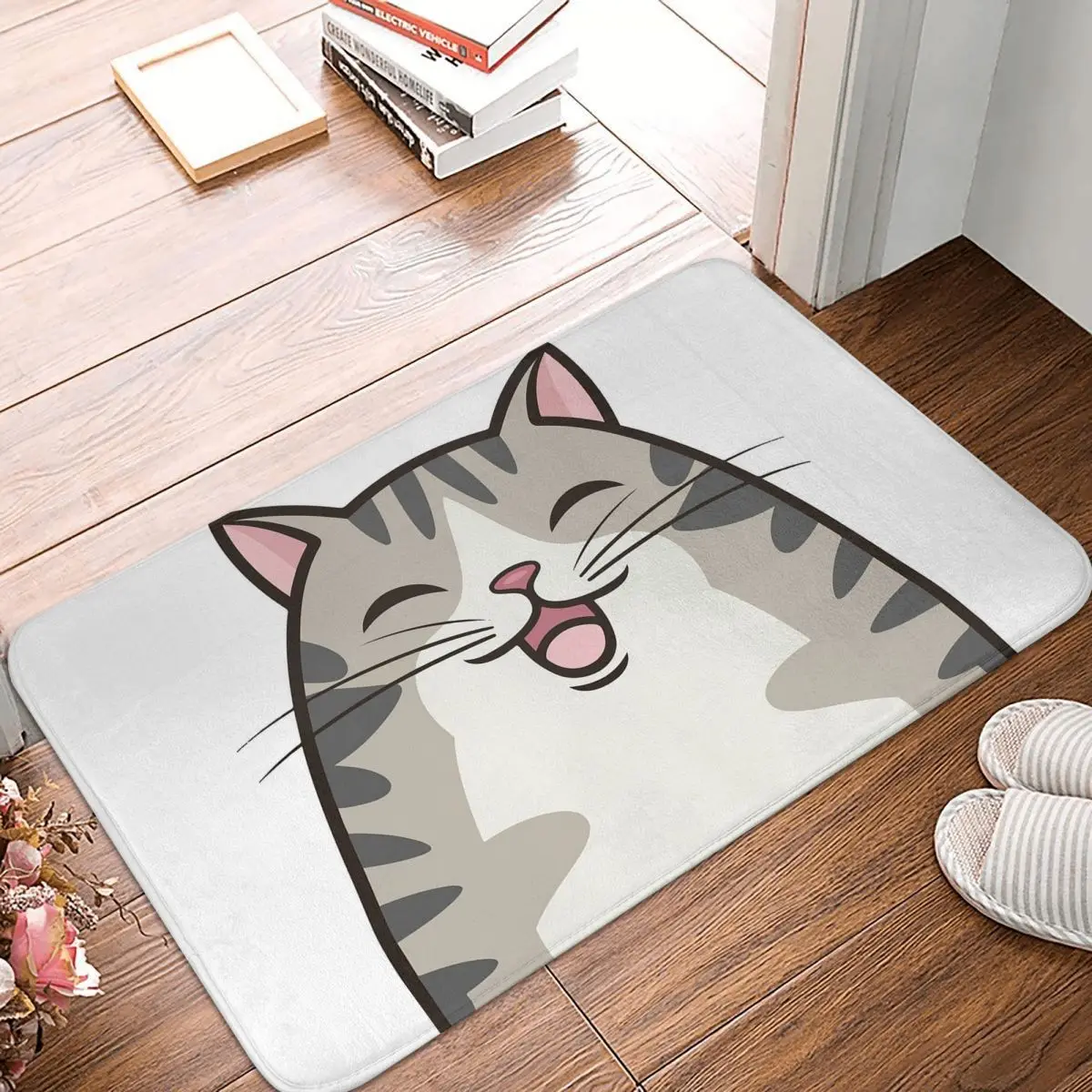 Joyful American Shorthair Cat Non-slip Doormat Floor Mat Washable Carpet Rug for Kitchen Home Bathroom Living room Footpad Mats