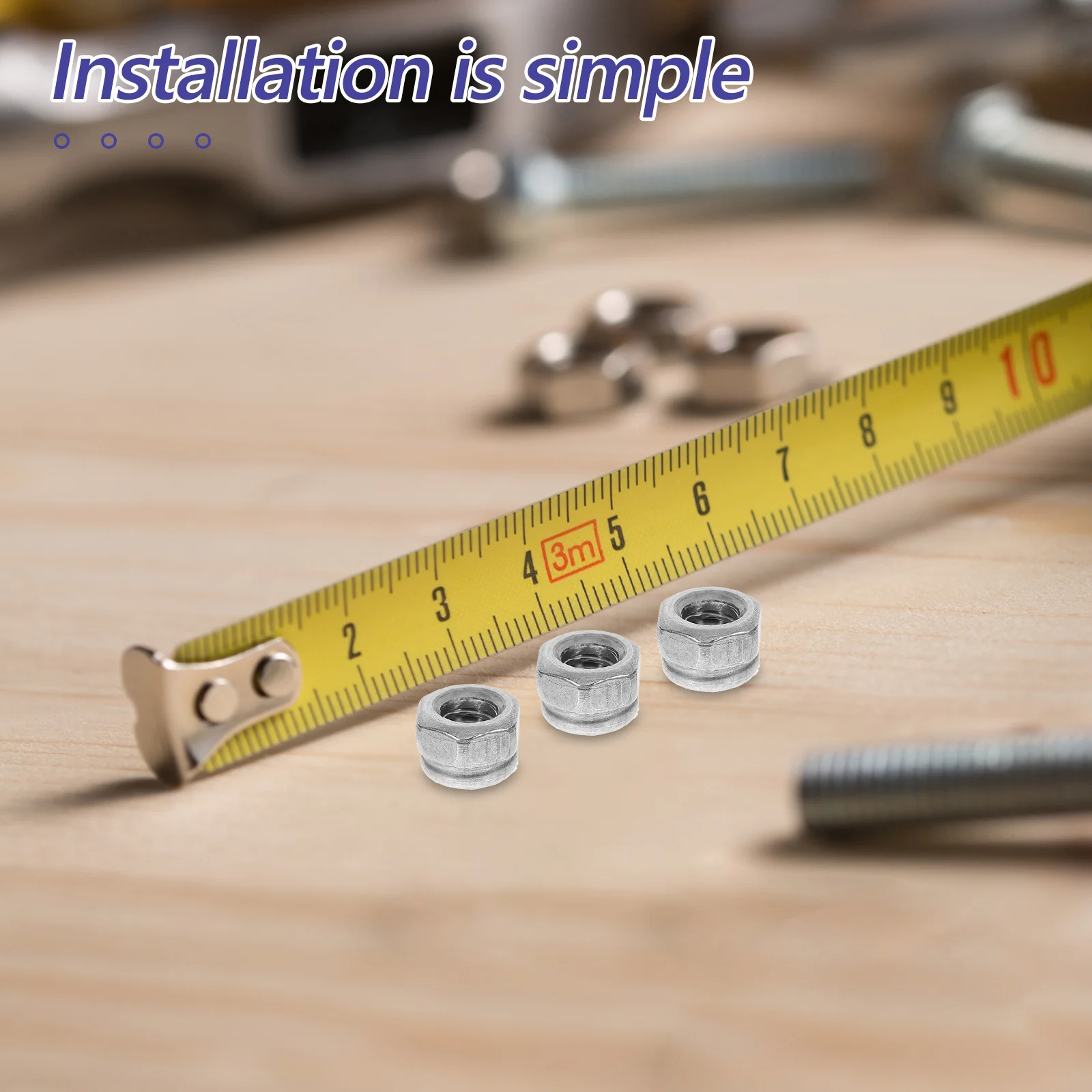 

100pcs Anti-Loosening Nuts 304 Stainless Steel Hex Nuts For Machinery Electronics Automotive Hardware Fasteners Set