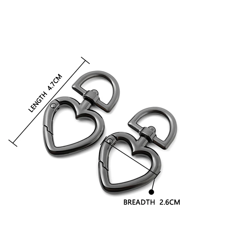 EverToner lot Peach Heart Shape Metal Spring Clasp Hooks Carabiner Key Ring Connectors For Keychain Making Accessories