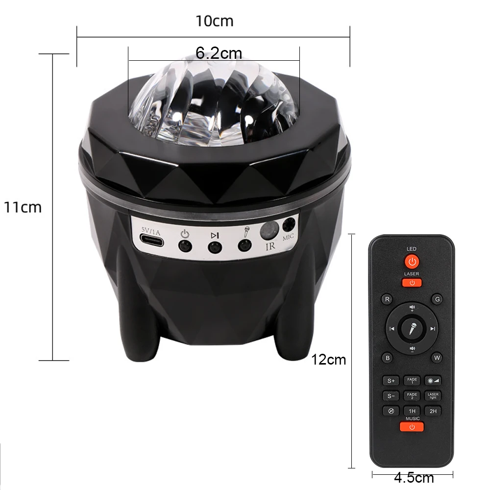 Lampu langit berbintang Speaker Bluetooth, proyeksi Dekorasi Rumah gelombang laut, lampu malam kendali jarak jauh LED bintang Galaxy