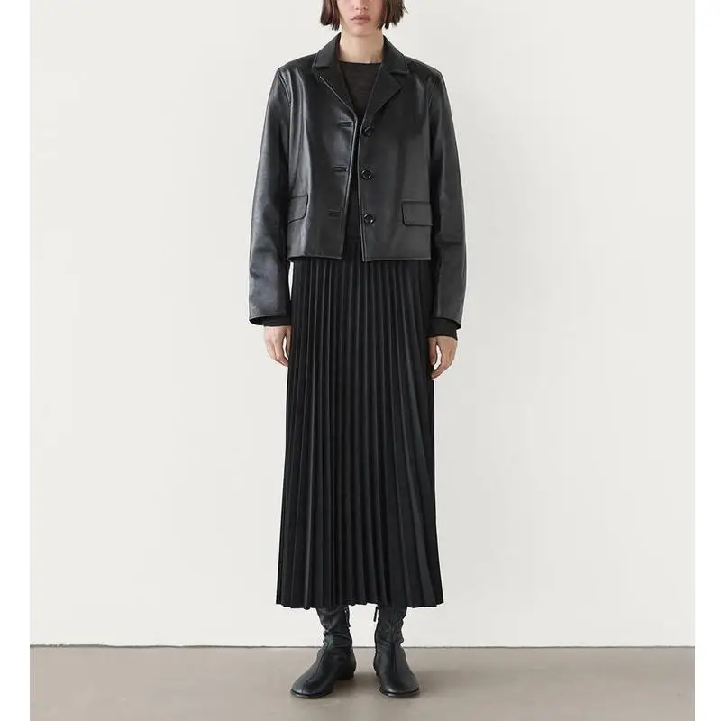 Herbst Winter Neue Ankunft frauen Vielseitig Drapierte Ele Midi Rock A-Line f-länge Polyester Faser Pendeln Sle